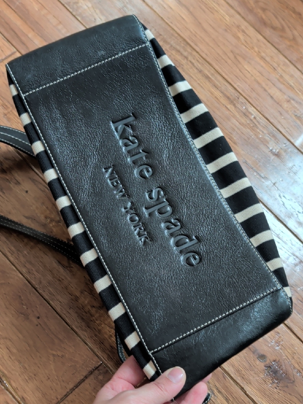 Kate Spade Striped Y2K Shoulder Women's Black & Cream Striped Shoulder Bag - Picture 5 of 9
